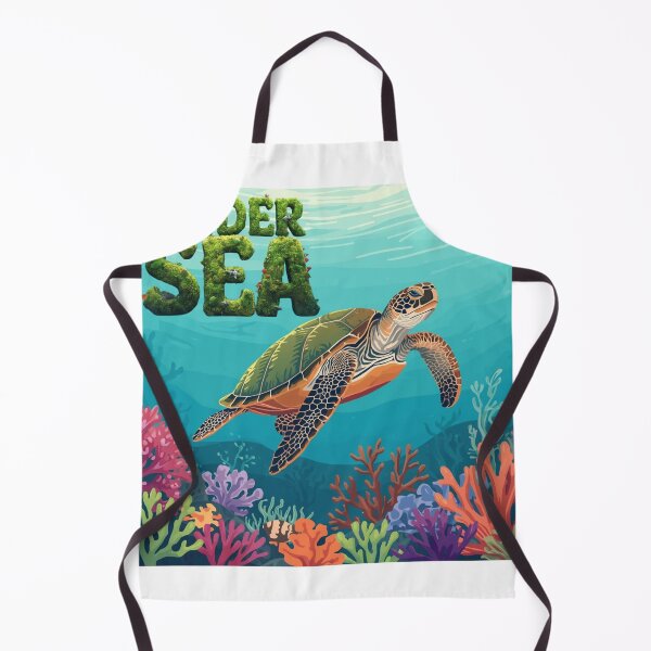 Item preview, ocean turtle swimming with coral elements, clean designed and sold by tsintsinshop.