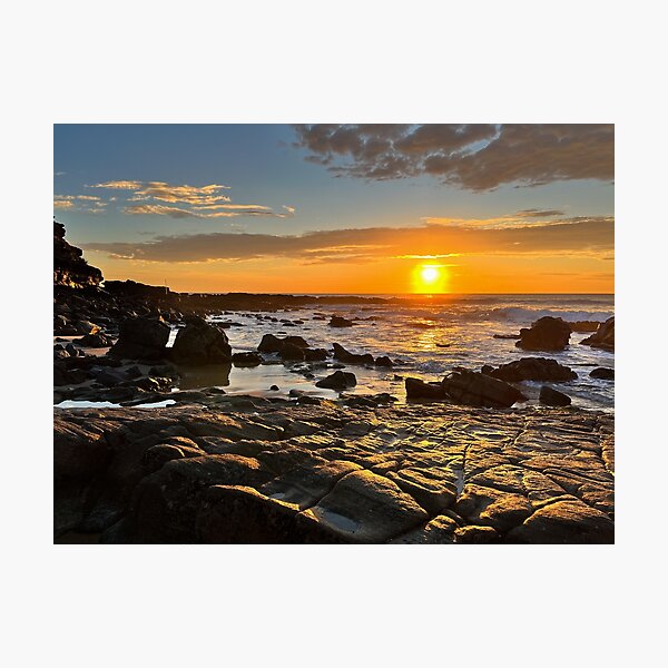 Item preview, Point Arkwright rocks at sunrise - Sunshine Coast, Australia designed and sold by Gypsy Soul Images.