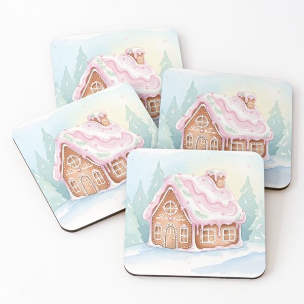 Item preview, Whimsical gingerbread cottage in a snowy winter landscape designed and sold by homydesign.