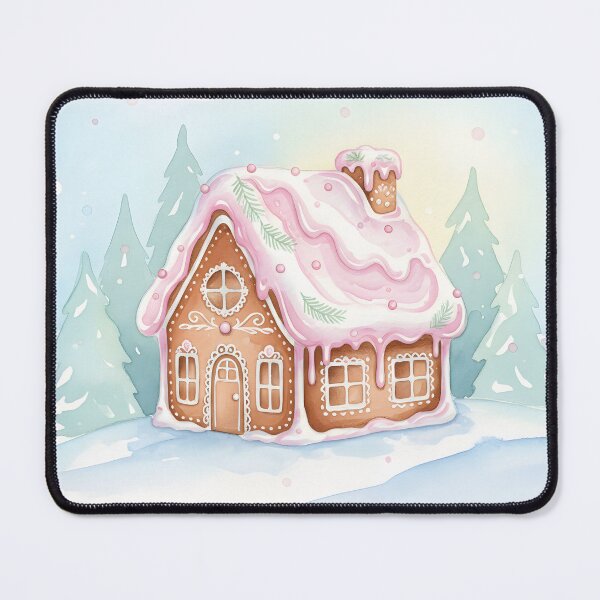 Item preview, Whimsical gingerbread cottage in a snowy winter landscape designed and sold by homydesign.