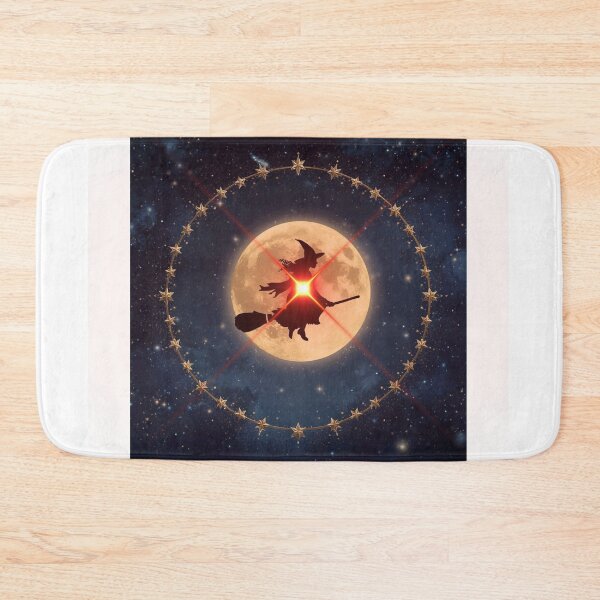 Item preview, witch flying on broomstick, starry sky circle frame, magic theme designed and sold by tsintsinshop.