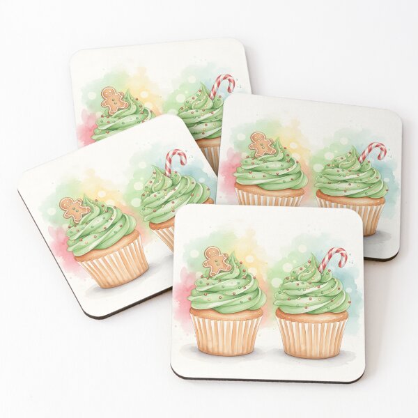 Item preview, Pair of festive Christmas cupcakes with green frosting designed and sold by homydesign.