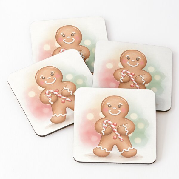 Item preview, Smiling watercolor gingerbread man holding a candy cane designed and sold by homydesign.
