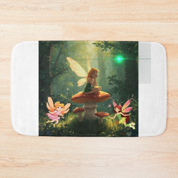 Item preview, fairy sitting on mushroom, glowing wings,  designed and sold by tsintsinshop.