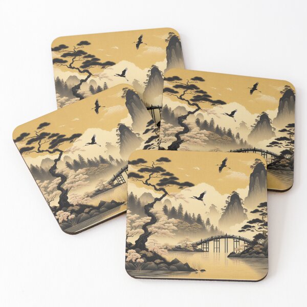 Item preview, Mountain Bridge with Flying Cranes designed and sold by StudioKansai.