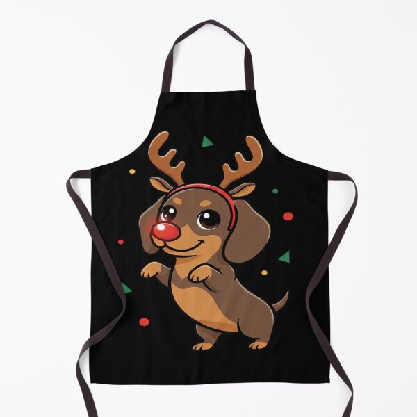 Item preview, Dachshund dressed as a reindeer with antlers and red nose designed and sold by KLSproduct.
