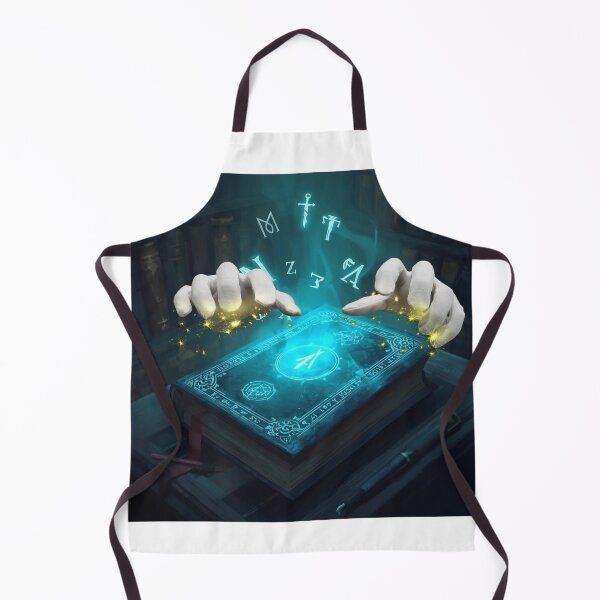 Item preview, magic spell book with floating runes, mystical neon glow designed and sold by tsintsinshop.