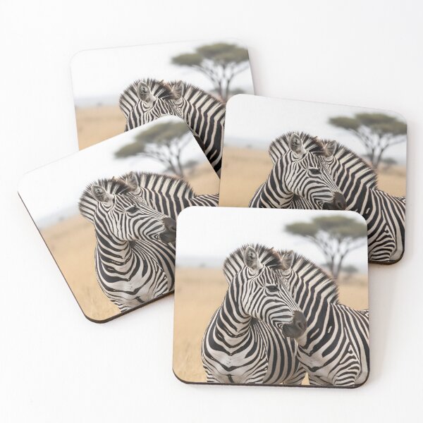 Item preview, Two zebras standing close together in the dry African plains designed and sold by homydesign.