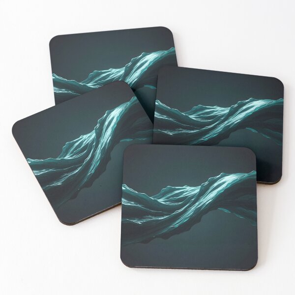Item preview, Abstract flowing wave of dark teal liquid fabric designed and sold by homydesign.