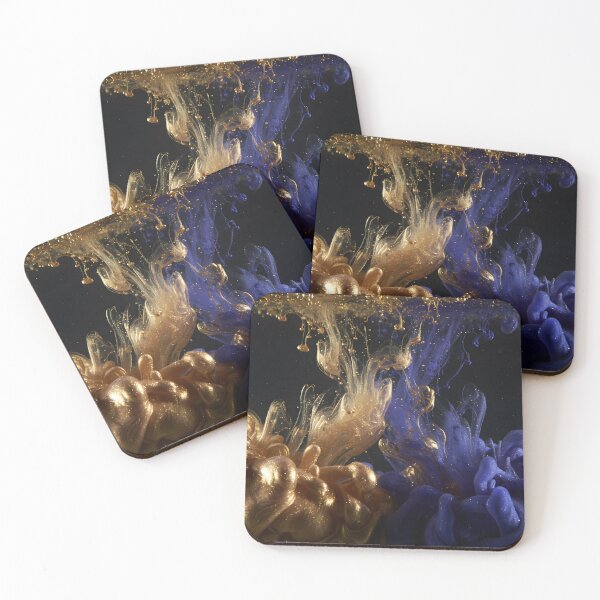 Item preview, Golden and Indigo Ink Swirl in Water designed and sold by homydesign.