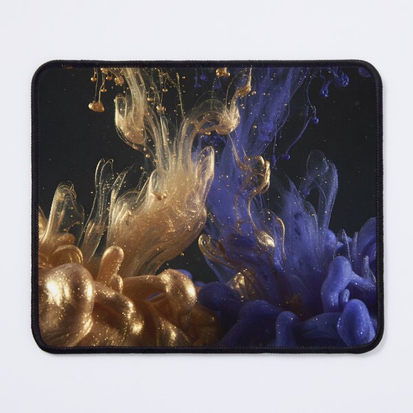 Item preview, Golden and Indigo Ink Swirl in Water designed and sold by homydesign.