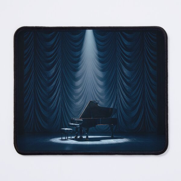 Item preview, Piano on a dark theatre stage with blue velvet curtains designed and sold by homydesign.