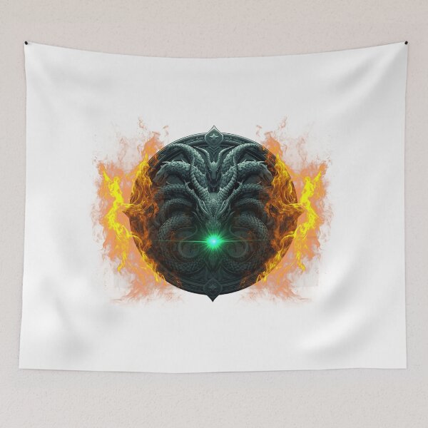 Item preview, hydra multi-headed serpent in circular emblem, fantasy  designed and sold by tsintsinshop.