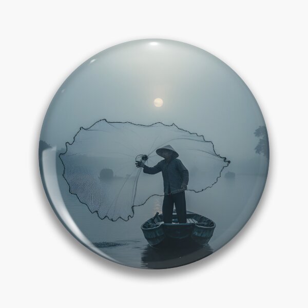 Item preview, Fisherman casting a net on a misty river at dawn designed and sold by homydesign.