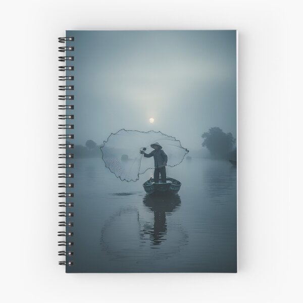 Item preview, Fisherman casting a net on a misty river at dawn designed and sold by homydesign.