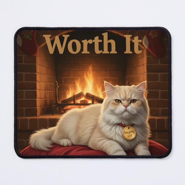 Item preview, Naughty List Cat Worth It Funny Christmas designed and sold by SillyPawsStudio.