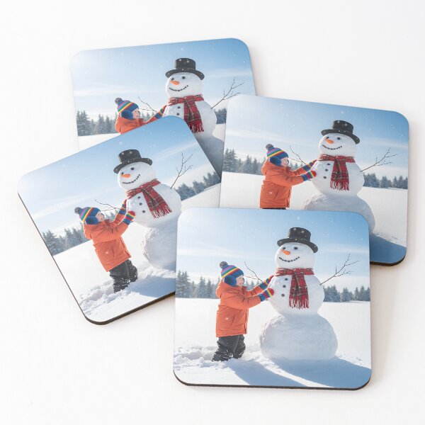 Item preview, A happy child building a snowman on a sunny winter day designed and sold by homydesign.