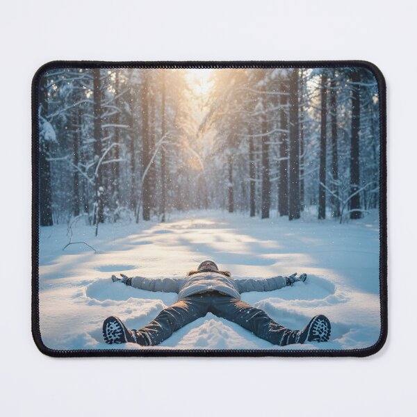 Item preview, Person making a snow angel in a beautiful sunlit winter forest designed and sold by homydesign.