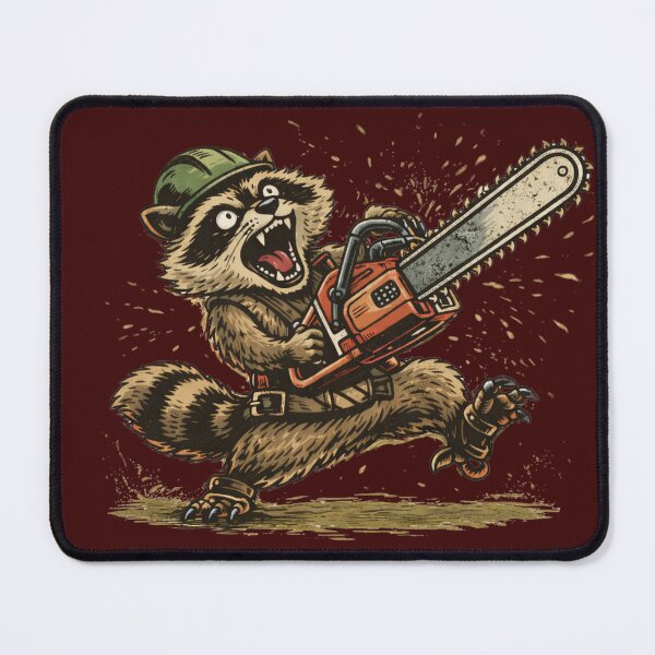 Item preview, Crazy Raccoon Arborist With Chainsaw designed and sold by Meandmyshop.
