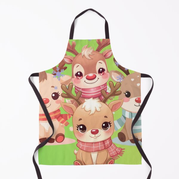 Item preview, kawaii baby reindeer with scarf, pastel colors, adorable expression, snowflakes designed and sold by tsintsinshop.