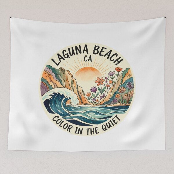 Item preview, Laguna Beach California Art | 'Color in the Quiet' Serene Coastal Design | SoCal Ocean Vibe Tee & Gift designed and sold by FitEnvy.