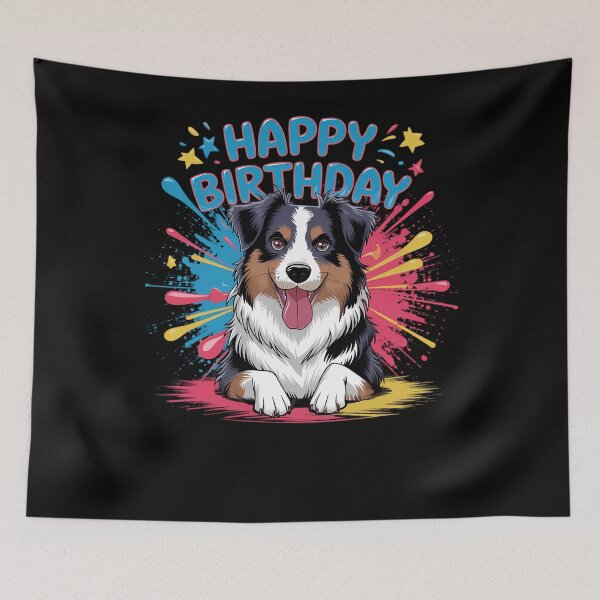 Item preview, Australian Shepherd Aussie Dog Happy Birthday Party designed and sold by DentistLegal.
