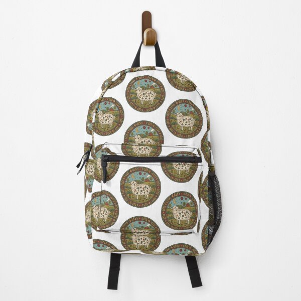 Item preview, Whimsical Folk Art Sheep in Floral Meadow - Circular Design designed and sold by VibranPalette.