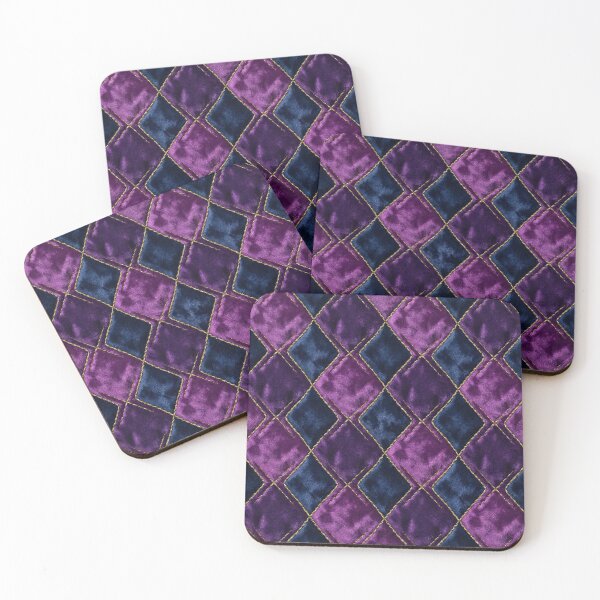 Item preview, Luxurious Quilted Velvet Harlequin Pattern - Deep Purple & Blue with Gold Stitching designed and sold by SavinMercantile.