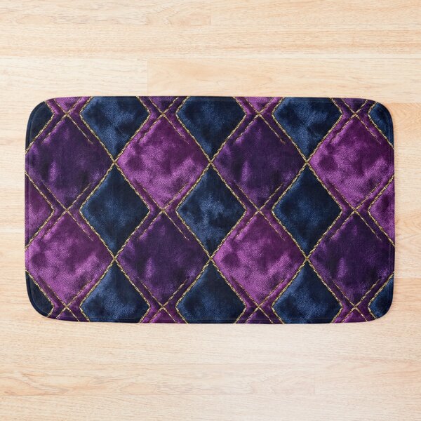 Item preview, Luxurious Quilted Velvet Harlequin Pattern - Deep Purple & Blue with Gold Stitching designed and sold by SavinMercantile.