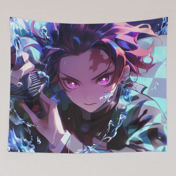 Item preview, Tanjiro Kamado Demon Slayer Anime Water Breathing Intense Action Blue Energy designed and sold by CarlosBender.