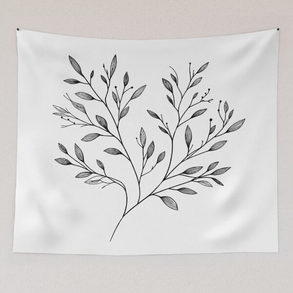 Item preview, Minimal Leafy Branch Line Art designed and sold by oynipshop.