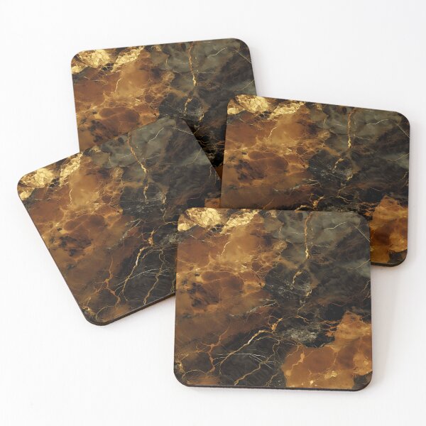Item preview, Golden Caramel Hues And Black Marbled Art Abstract designed and sold by DEC02.