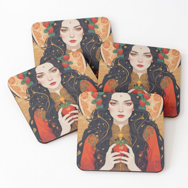 Item preview, Strawberry Themed Tarot Style Art | Beautiful Woman designed and sold by Nicole-Cherie.