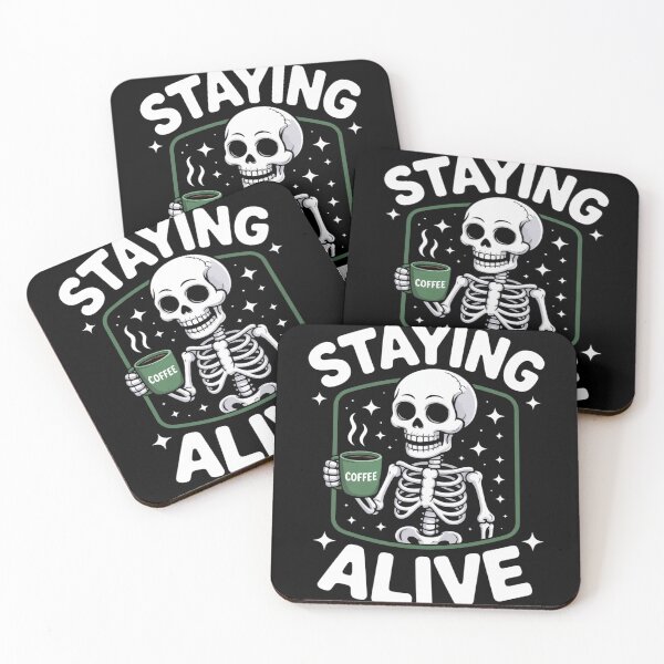 Item preview, Staying Alive Coffee Skeleton for Tired Coffee Lovers designed and sold by genkihikki.