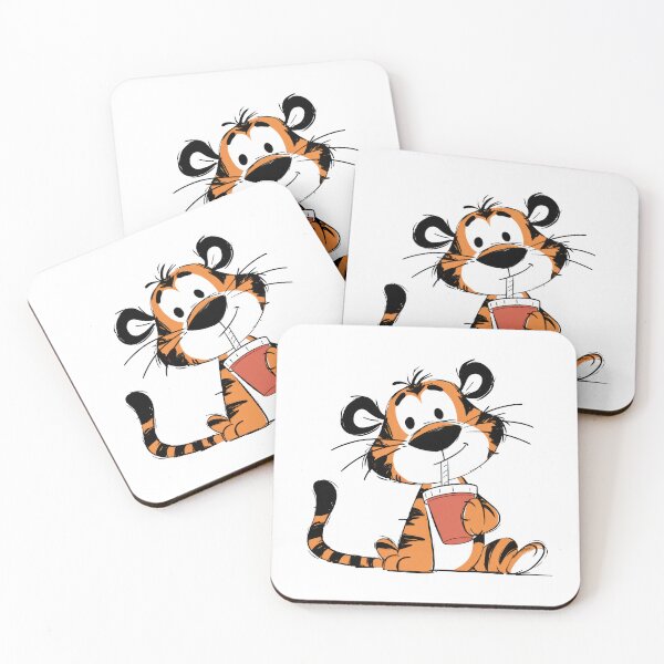 Item preview, Cute Baby Tiger Holding a Sippy Cup Cartoon Drawing designed and sold by LD ART.