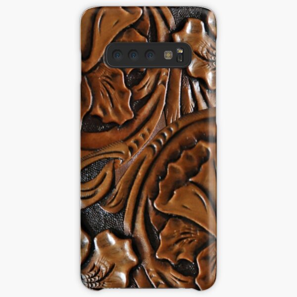 203, Faux Tooled Leather, Floral Etched Brown Samsung Galaxy Snap Case