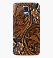 203, Faux Tooled Leather, Floral Etched Brown Case/Skin for Samsung Galaxy