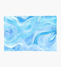 Blue palette doodle sea waves Photographic Print