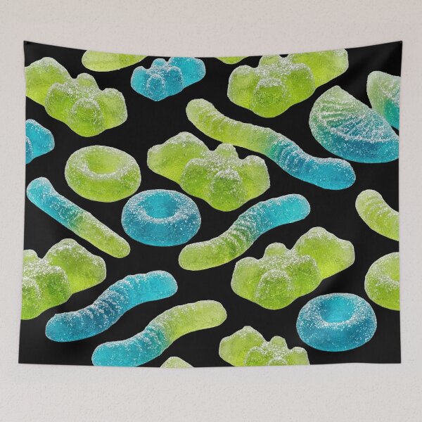 Item preview, Blue and Lime Green Gummy Candy Assortment - Sugar-Coated Bears, Worms & Rings designed and sold by SavinMercantile.