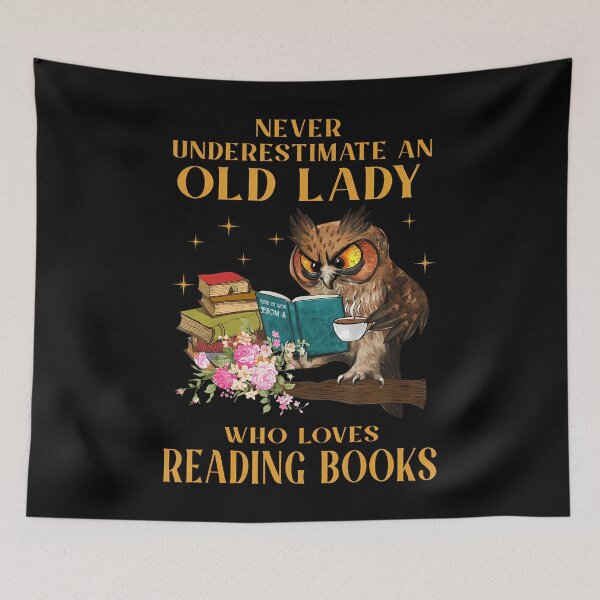 Item preview, Never Underestimate An Old Lady Who Loves Reading Book Owl designed and sold by MicheleDanita.