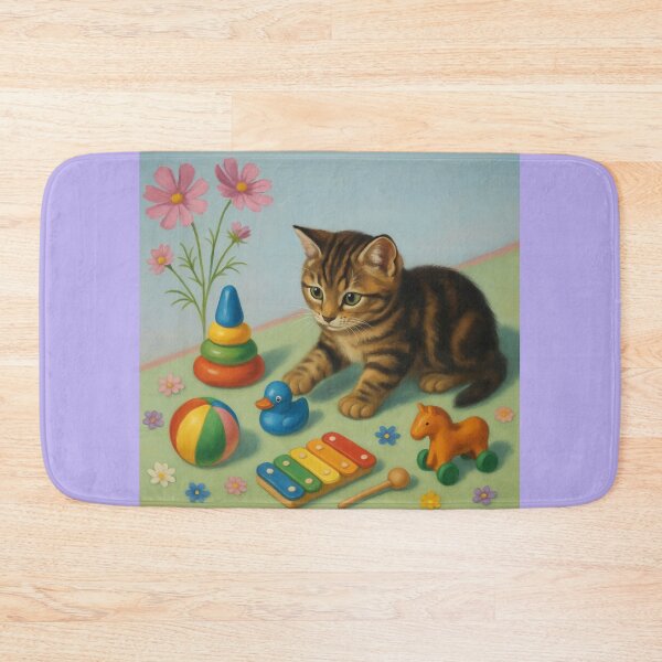 Item preview, Playful Tabby Kitten with Colorful Toys designed and sold by Auroracat2025.