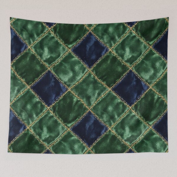 Item preview, Forest Green & Midnight Blue Quilted Velvet Harlequin Pattern designed and sold by SavinMercantile.