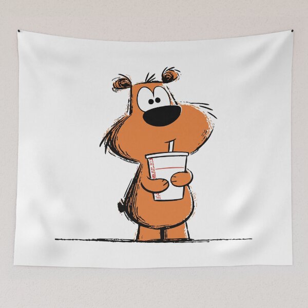 Item preview, Cute Baby Bear Holding a Sippy Cup Cartoon Drawing designed and sold by LD ART.
