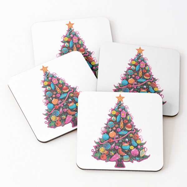 Item preview, Vibrant Illustrated Christmas Tree With Colorful Ornaments, Star Topper, and Festive Garland Decoration designed and sold by KanDa-Shop.