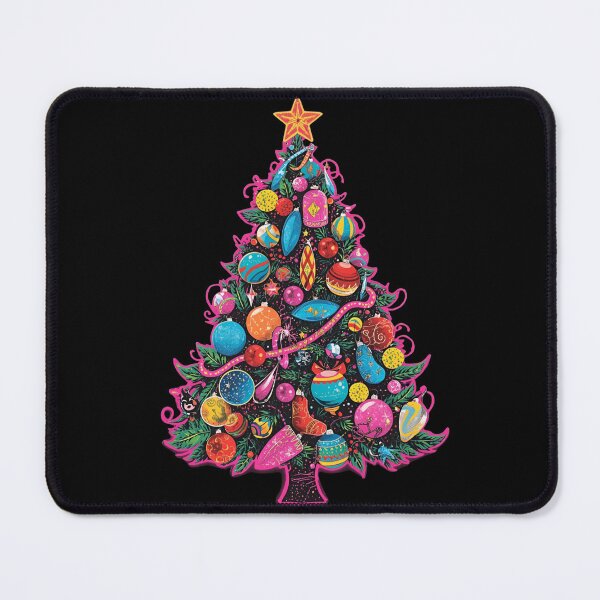 Item preview, Vibrant Illustrated Christmas Tree With Colorful Ornaments, Star Topper, and Festive Garland Decoration designed and sold by KanDa-Shop.