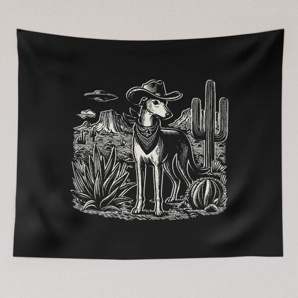 Item preview, Ufo Greyhound Western Alien Vintage 90S Whippet Cowboy Dog designed and sold by CeliaApril.
