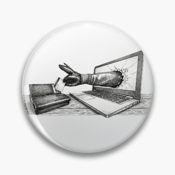 Item preview, Gloved Hand Breaking through Laptop to Steal Credit Card designed and sold by Naux | Design & Illustration.