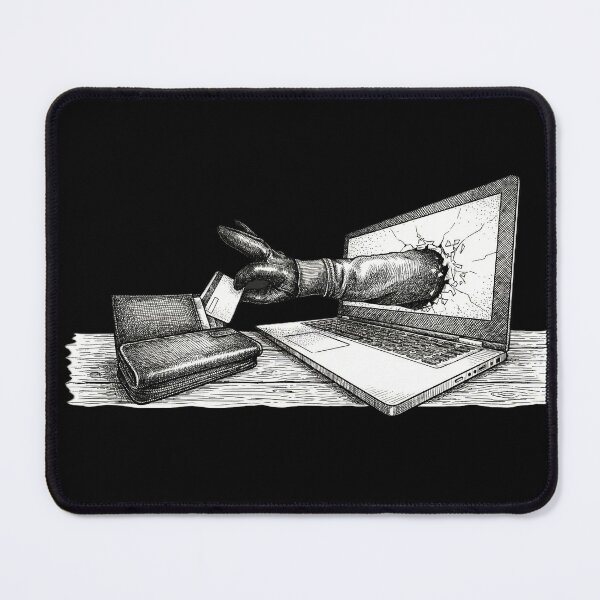 Item preview, Gloved Hand Breaking through Laptop to Steal Credit Card designed and sold by Naux | Design & Illustration.
