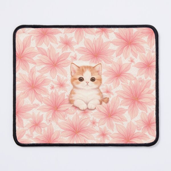 Item preview, Ginger Kitten Amidst Pastel Pink Blooms designed and sold by Auroracat2025.