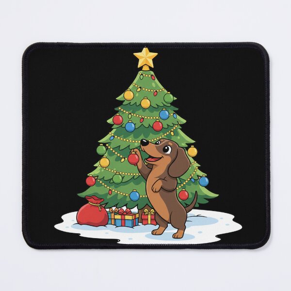 Item preview, Grumpy dachshund wearing a Santa hat with crossed paws designed and sold by KLSproduct.
